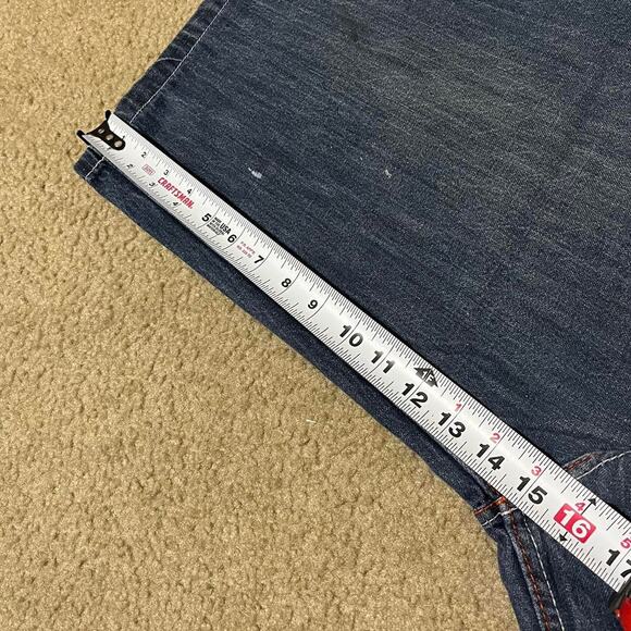 Y2K Corked Baggy Skater Orange Embroidered Long Jorts 38W - Picture 5 of 6